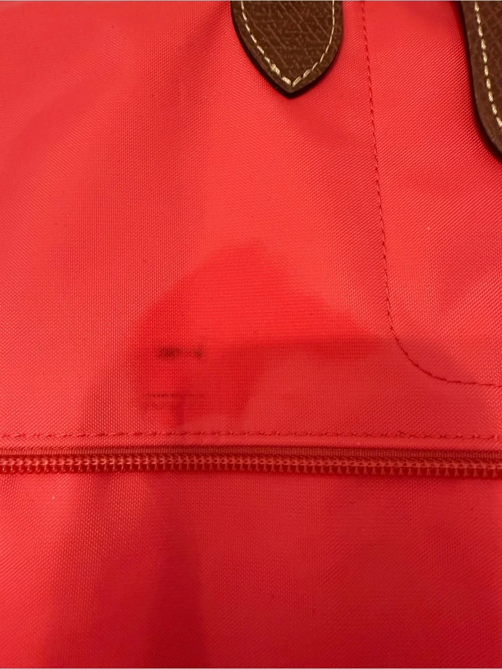 Longchamp Coral Red Tote Bag with Brown Handles - Women Bags - Picture 6 of 9